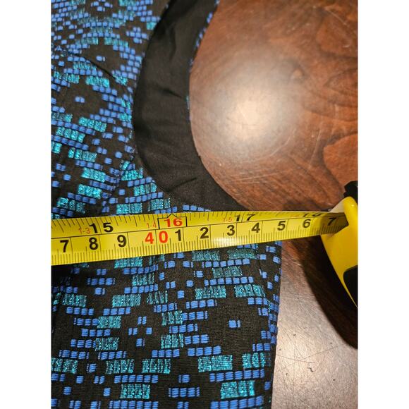 Nanette Lepore Metallic Blue Black Jacquard Sleeveless Fit & Flare Dress  6 NYE - Picture 7 of 8